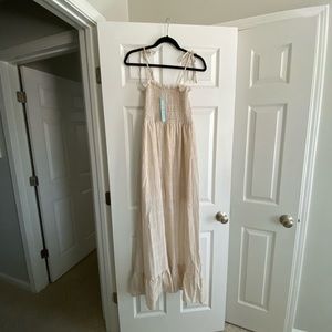 Maxi summer dress lined, Tan